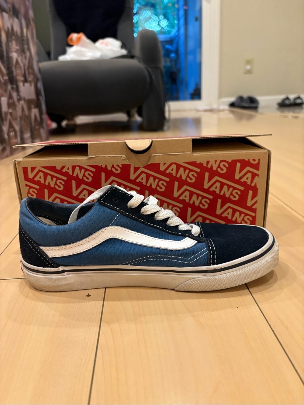 Vans Old Skool Low-Top Sneakers in Light Blue and Navy